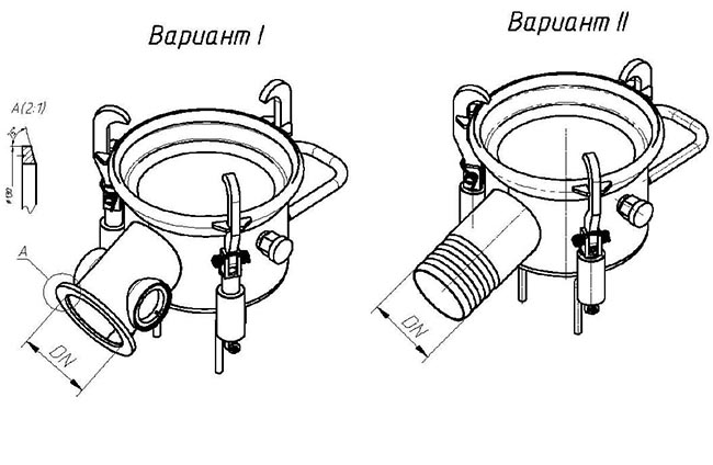 Рис.1. Варианты исполнения сливных головок