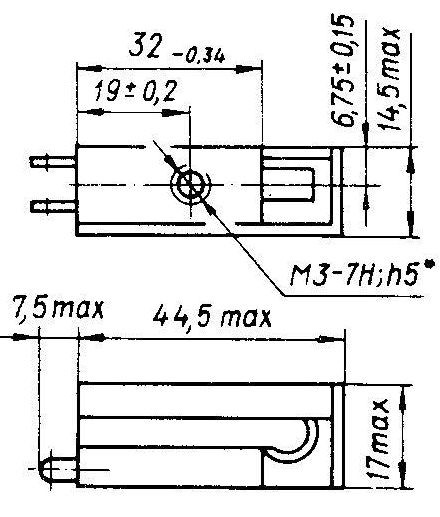 Рис. 2. Габаритные размеры реле РБ-3